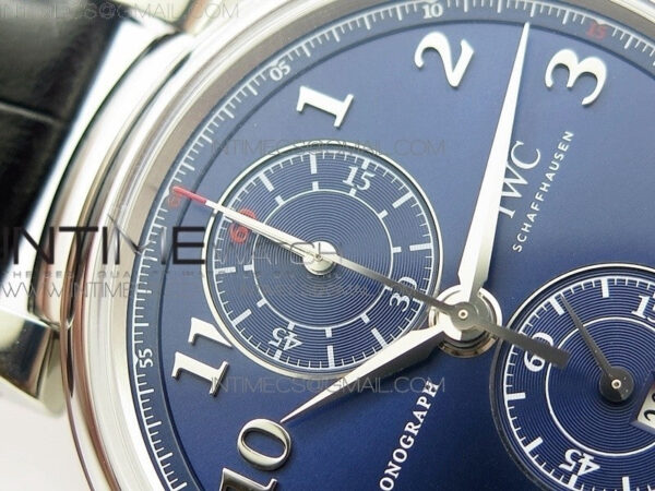 Da Vinci IW393402 SS ZF 1:1 Best Edition Blue Dial SS A7750 On Black Leather Strap - Image 6