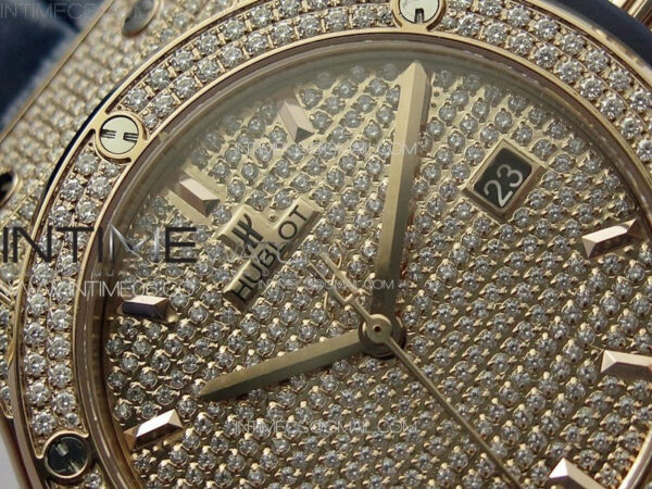 Classic Fusion 42mm RG Paved Diamonds Case And Bezel B50F Paved Diamonds Dial On Blue Gummy Strap A2892 - Image 7