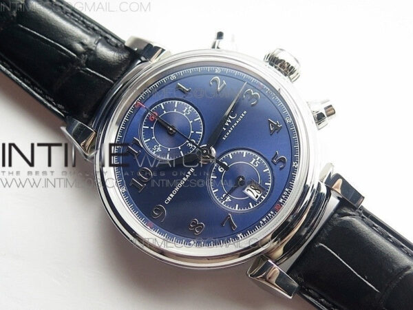 Da Vinci IW393402 SS ZF 1:1 Best Edition Blue Dial SS A7750 On Black Leather Strap - Image 7