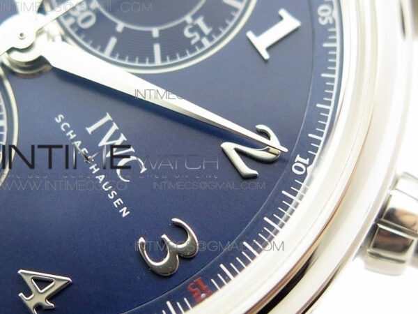 Da Vinci IW393402 SS ZF 1:1 Best Edition Blue Dial SS A7750 On Black Leather Strap - Image 8
