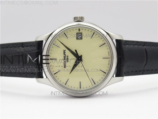 Calatrava 5227R SS ZF 1:1 Best Edition Ivory Dial on Black Leather Strap A324CS - Image 2