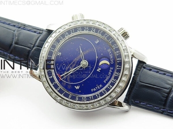 6104P Moon SS Blue Dial Diamond Bezel on Blue Leather Strap A240 - Image 2