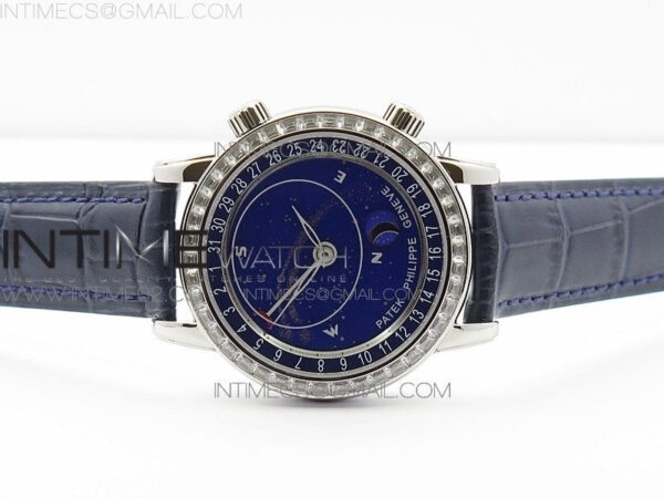 6104P Moon SS Blue Dial Diamond Bezel on Blue Leather Strap A240 - Image 3