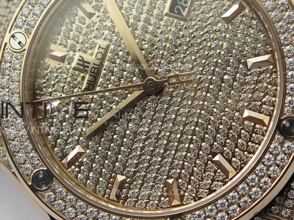 Classic Fusion 42mm RG Paved Diamonds Case And Bezel B50F Paved Diamonds Dial On Gray Gummy Strap A2892 - Image 6