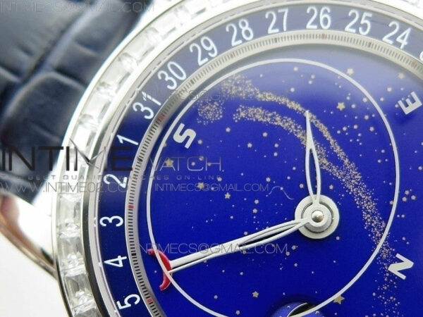 6104P Moon SS Blue Dial Diamond Bezel on Blue Leather Strap A240 - Image 6