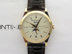 Annual Calendar Moonphase 5396 RG PPF 1:1 Best Edition White Sticks Dial on Black Leather Strap PPF324