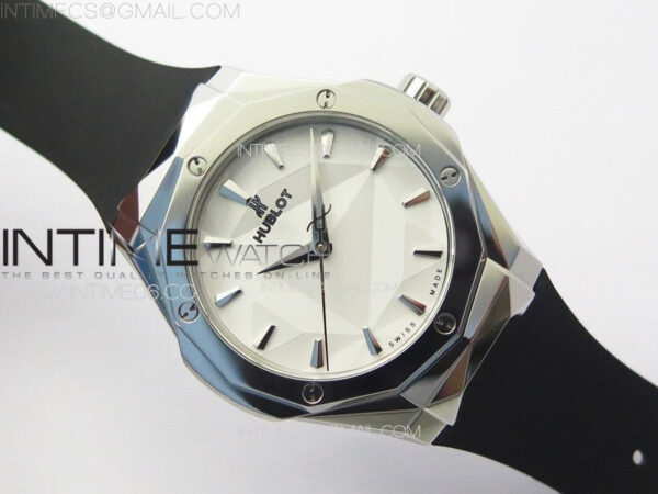 Classic Fusion Orlinski SS B50F 1:1 Best Edition White Faceted Dial on White Rubber Strap A2892 - Image 2