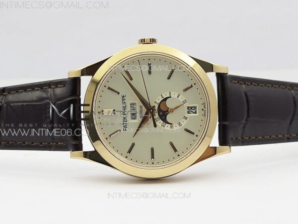 Annual Calendar Moonphase 5396 RG PPF 1:1 Best Edition White Sticks Dial on Black Leather Strap PPF324 - Image 3