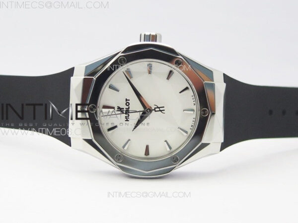 Classic Fusion Orlinski SS B50F 1:1 Best Edition White Faceted Dial on White Rubber Strap A2892 - Image 3