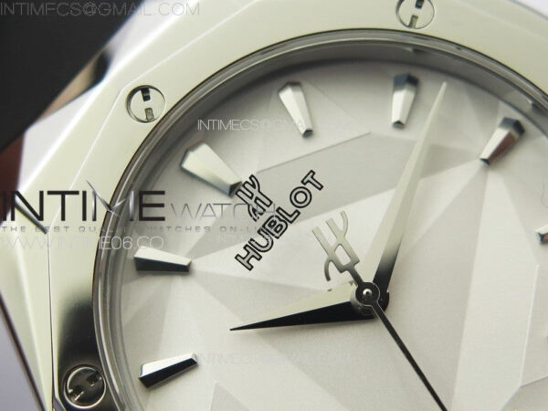 Classic Fusion Orlinski SS B50F 1:1 Best Edition White Faceted Dial on White Rubber Strap A2892 - Image 7