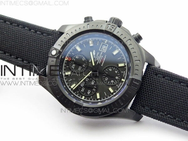 Challenger Chronograph DLC Black Dial on Rubber Strap A7750 - Image 2