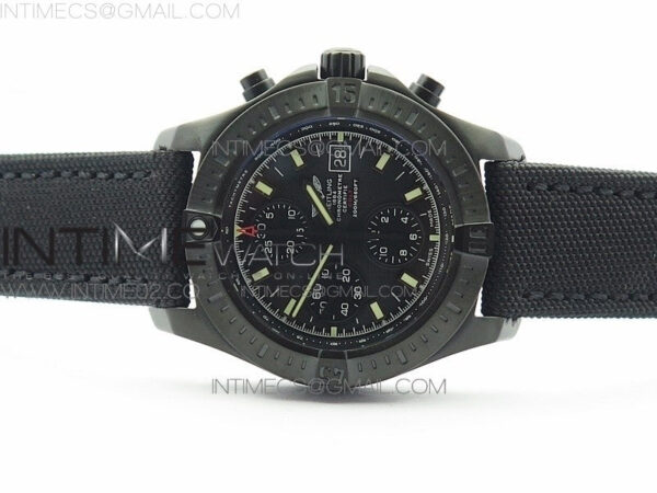 Challenger Chronograph DLC Black Dial on Rubber Strap A7750 - Image 3