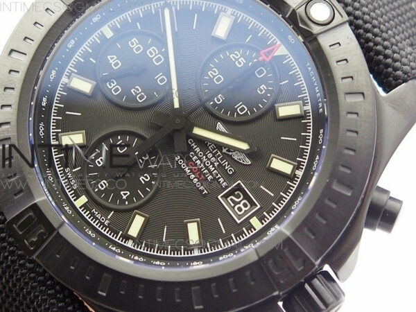 Challenger Chronograph DLC Black Dial on Rubber Strap A7750 - Image 4