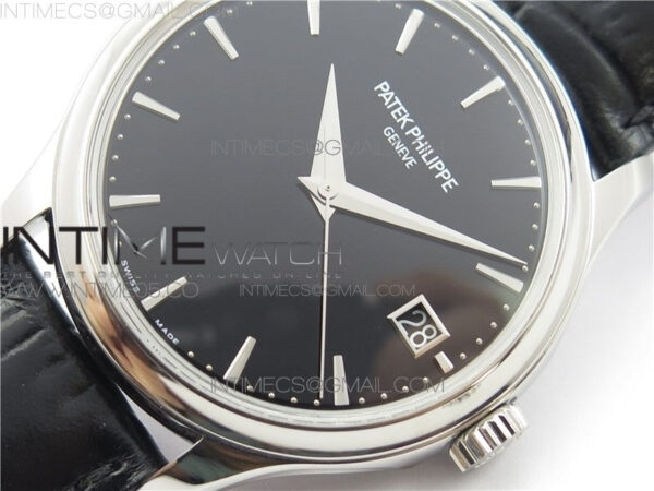 Calatrava 5227R SS ZF 1:1 Best Edition Black Dial on Black Leather Strap A324CS - Image 4