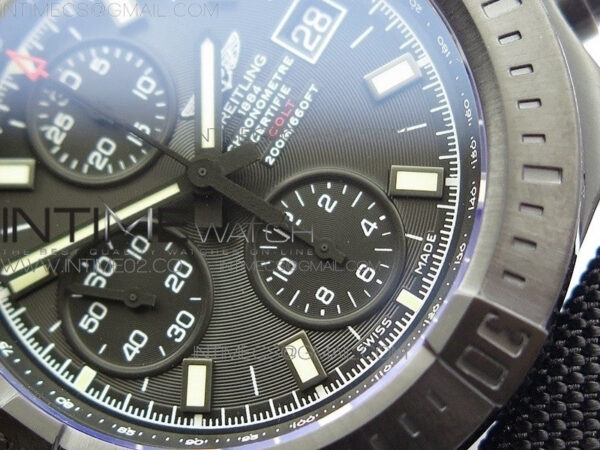 Challenger Chronograph DLC Black Dial on Rubber Strap A7750 - Image 5