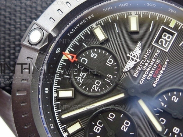 Challenger Chronograph DLC Black Dial on Rubber Strap A7750 - Image 6
