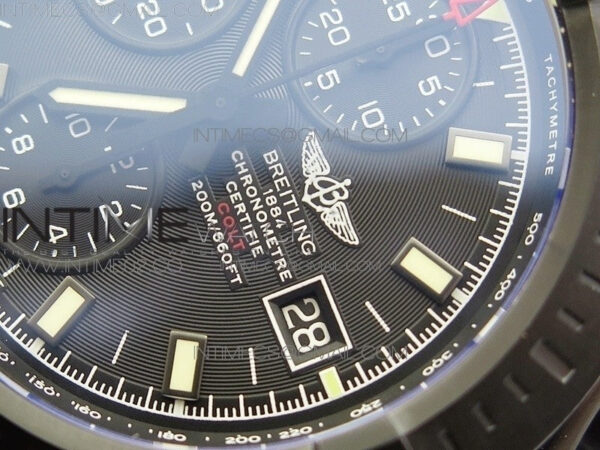 Challenger Chronograph DLC Black Dial on Rubber Strap A7750 - Image 7