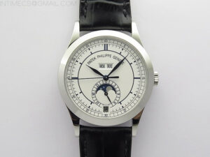 Annual Calendar Complications 5396 SS GRF Best Edition White Dial Blue Markers on Black leather strap A324