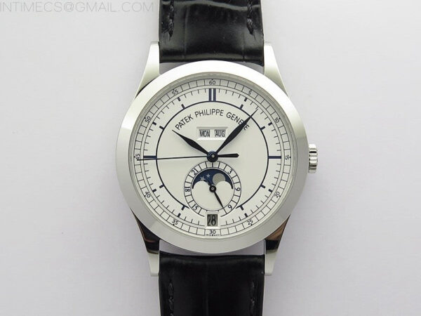 Annual Calendar Complications 5396 SS GRF Best Edition White Dial Blue Markers on Black leather strap A324