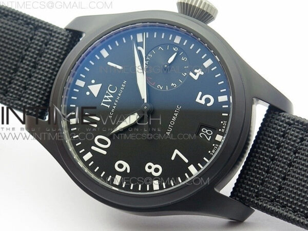 Big Pilot Real PR IW502001 Real Ceramic V2 ZF 1:1 Best Edition Black Dial on Black Calfskin Strap A51111 - Image 2