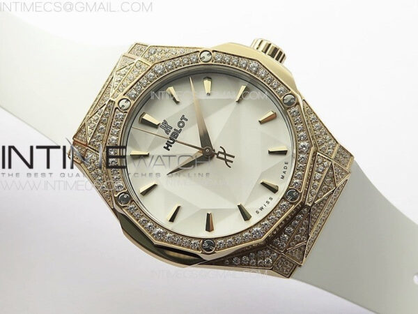 Classic Fusion Orlinski RG Full Diamonds APSF 1:1 Best Edtion White Faceted Dial on White Rubber Strap A2892 - Image 2