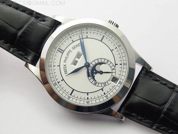 Annual Calendar Complications 5396 SS GRF Best Edition White Dial Blue Markers on Black leather strap A324 - Image 2