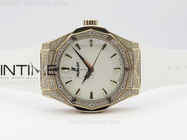 Classic Fusion Orlinski RG Full Diamonds APSF 1:1 Best Edtion White Faceted Dial on White Rubber Strap A2892 - Image 3