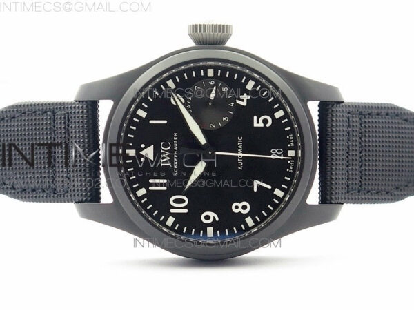 Big Pilot Real PR IW502001 Real Ceramic V2 ZF 1:1 Best Edition Black Dial on Black Calfskin Strap A51111 - Image 3