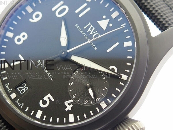 Big Pilot Real PR IW502001 Real Ceramic V2 ZF 1:1 Best Edition Black Dial on Black Calfskin Strap A51111 - Image 4