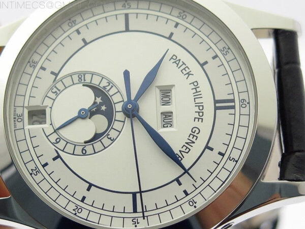 Annual Calendar Complications 5396 SS GRF Best Edition White Dial Blue Markers on Black leather strap A324 - Image 4