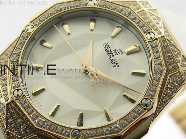 Classic Fusion Orlinski RG Full Diamonds APSF 1:1 Best Edtion White Faceted Dial on White Rubber Strap A2892 - Image 4