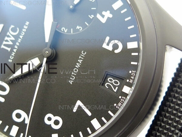 Big Pilot Real PR IW502001 Real Ceramic V2 ZF 1:1 Best Edition Black Dial on Black Calfskin Strap A51111 - Image 5