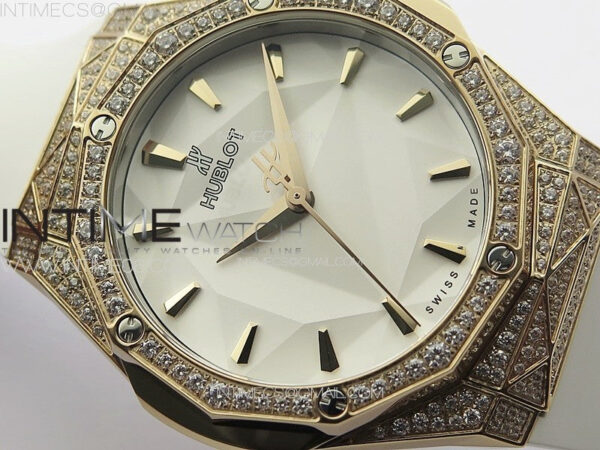 Classic Fusion Orlinski RG Full Diamonds APSF 1:1 Best Edtion White Faceted Dial on White Rubber Strap A2892 - Image 6