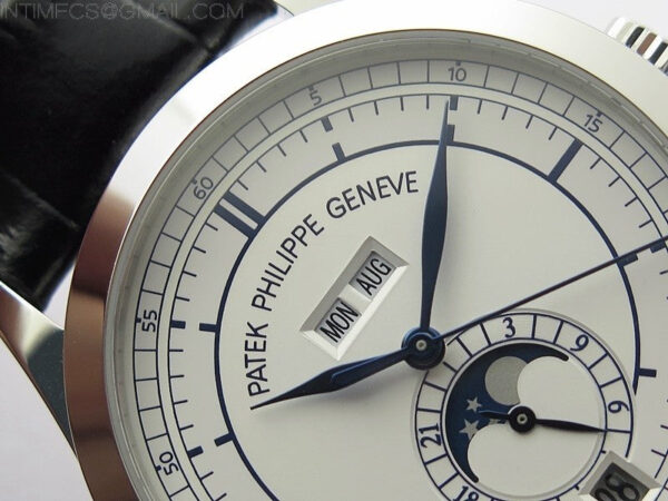 Annual Calendar Complications 5396 SS GRF Best Edition White Dial Blue Markers on Black leather strap A324 - Image 8