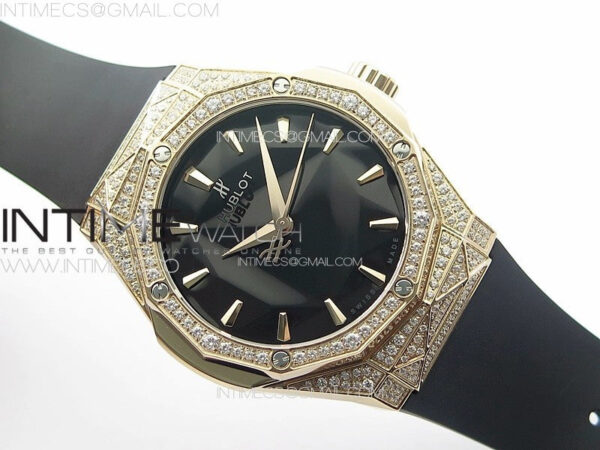 Classic Fusion Orlinski RG Full Diamonds APSF 1:1 Best Edtion Black Faceted Dial on Black Rubber Strap A2892 - Image 2