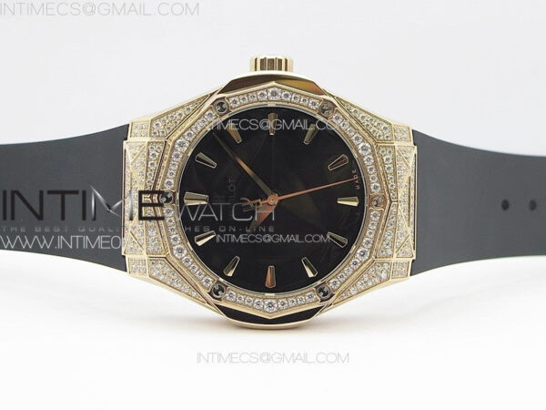 Classic Fusion Orlinski RG Full Diamonds APSF 1:1 Best Edtion Black Faceted Dial on Black Rubber Strap A2892 - Image 3
