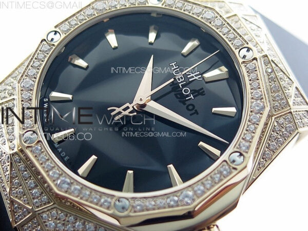 Classic Fusion Orlinski RG Full Diamonds APSF 1:1 Best Edtion Black Faceted Dial on Black Rubber Strap A2892 - Image 4
