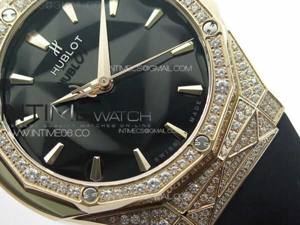 Classic Fusion Orlinski RG Full Diamonds APSF 1:1 Best Edtion Black Faceted Dial on Black Rubber Strap A2892 - Image 5