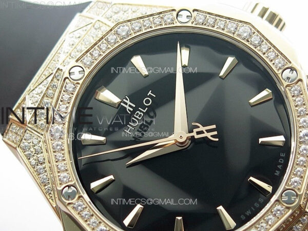 Classic Fusion Orlinski RG Full Diamonds APSF 1:1 Best Edtion Black Faceted Dial on Black Rubber Strap A2892 - Image 7