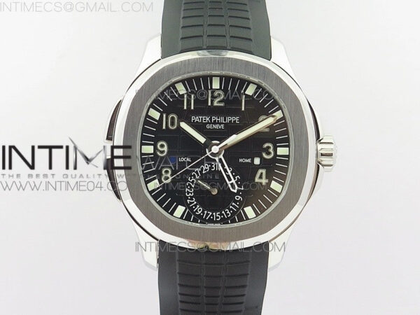 Aquanaut 5164A SS GRF Best Edition Black Dial on Black Rubber Strap A324