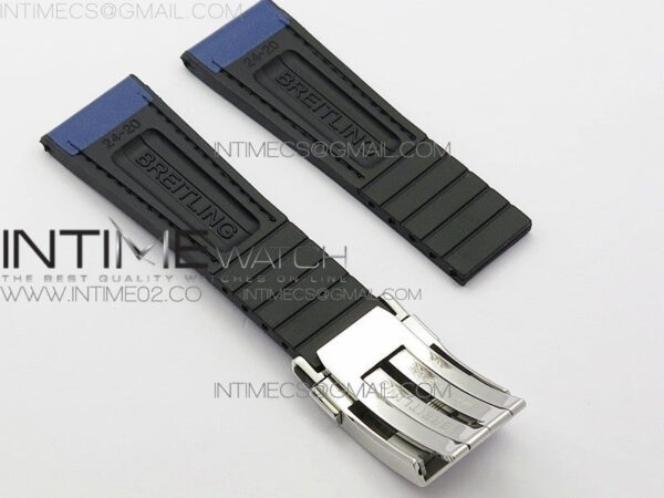 Breitling Blue Gummy Rubber Strap 24/20 + Genuine Clasp - Image 2