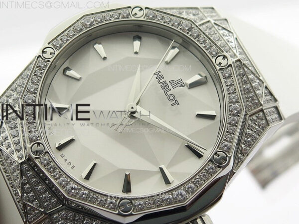 Classic Fusion Orlinski SS Full Diamonds APSF 1:1 Best Edtion White Faceted Dial on White Rubber Strap A2892 - Image 4