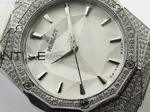 Classic Fusion Orlinski SS Full Diamonds APSF 1:1 Best Edtion White Faceted Dial on White Rubber Strap A2892 - Image 7