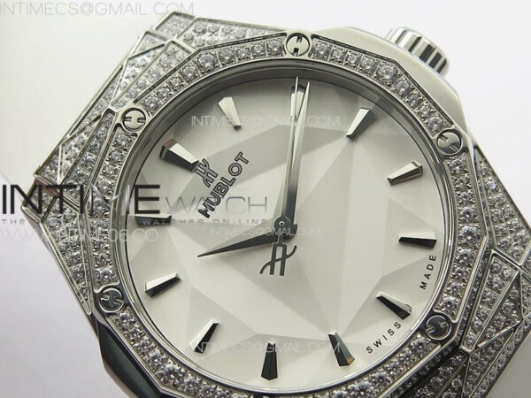 Classic Fusion Orlinski SS Full Diamonds APSF 1:1 Best Edtion White Faceted Dial on White Rubber Strap A2892 - Image 8