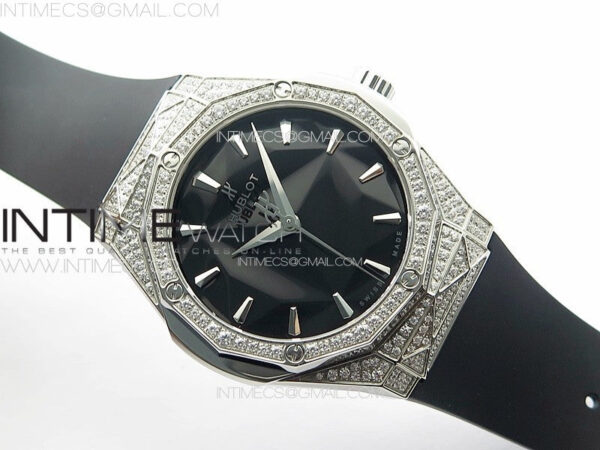 Classic Fusion Orlinski SS Full Diamonds APSF 1:1 Best Edtion Black Faceted Dial on Black Rubber Strap A2892 - Image 2