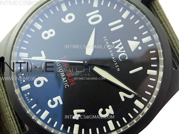 Big Pilot IW329801 Real Ceramic M+F 1:1 Best Edition Black Dial on Green Calfskin Strap SEIKO 8N-24 - Image 4