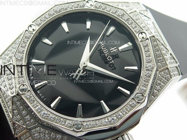 Classic Fusion Orlinski SS Full Diamonds APSF 1:1 Best Edtion Black Faceted Dial on Black Rubber Strap A2892 - Image 4