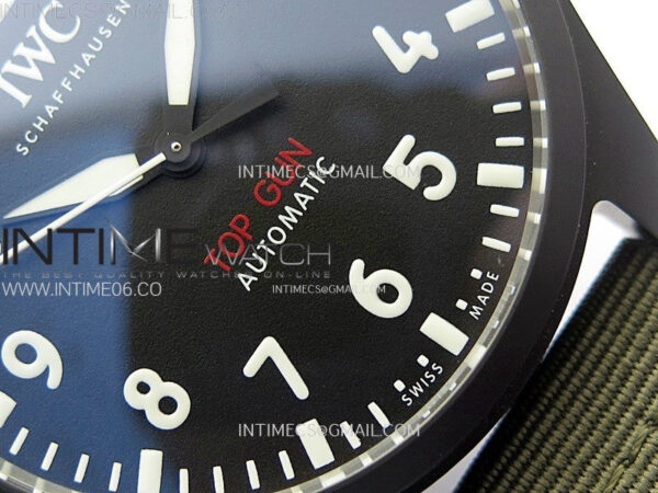 Big Pilot IW329801 Real Ceramic M+F 1:1 Best Edition Black Dial on Green Calfskin Strap SEIKO 8N-24 - Image 5