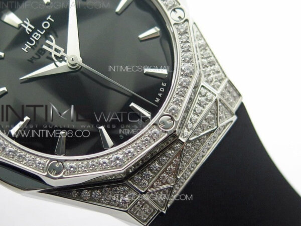 Classic Fusion Orlinski SS Full Diamonds APSF 1:1 Best Edtion Black Faceted Dial on Black Rubber Strap A2892 - Image 6
