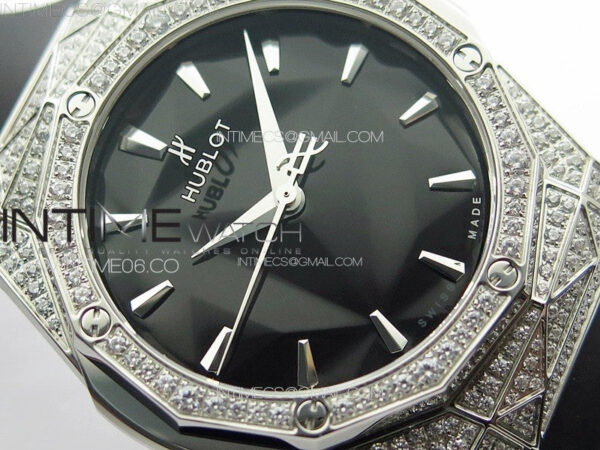 Classic Fusion Orlinski SS Full Diamonds APSF 1:1 Best Edtion Black Faceted Dial on Black Rubber Strap A2892 - Image 7